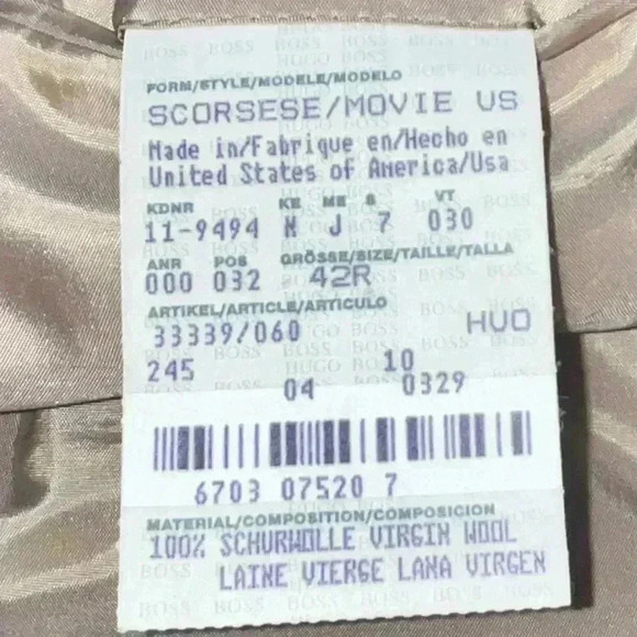 HUGO BOSS SCORSESE/MOVIE 100%SCHURWOLLE VIRGIN WOOL SUIT JACKET BLAZER - Picture 6 of 16